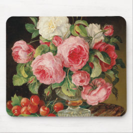 Roses and cherries oil painting マウスパッド