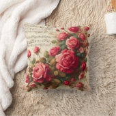 Roses and Music Notes Throw Pillow,  クッション (ブランケット)