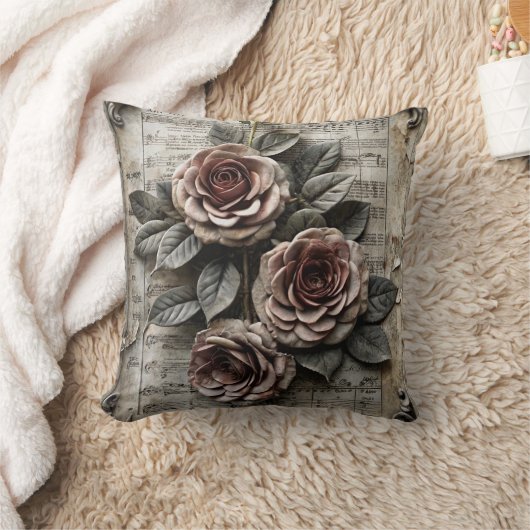 Roses and Music Sheets クッション (ブランケット)