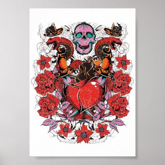 Roses and skeleton ポスター (正面)