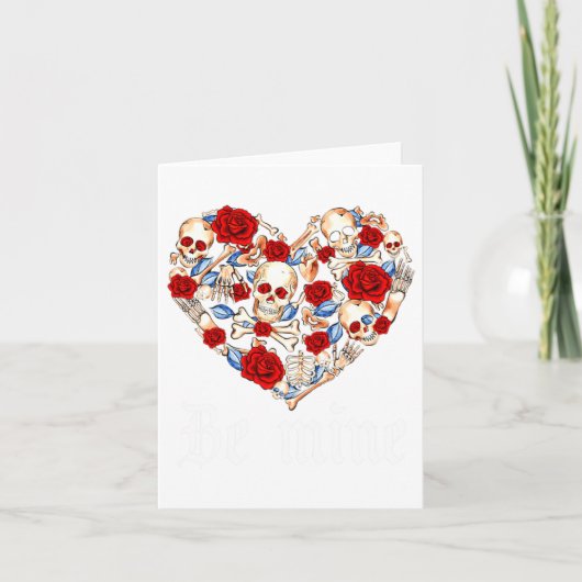 Roses And Skulls Heart Gothic Style Valentine Be M カード (正面)