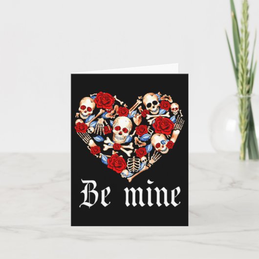 Roses And Skulls Heart Gothic Style Valentine Be M カード (正面)