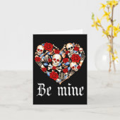 Roses And Skulls Heart Gothic Style Valentine Be M カード (黄色い花)