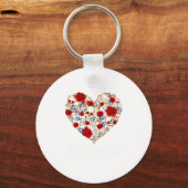 Roses And Skulls Heart Gothic Style Valentine Be M キーホルダー (正面)