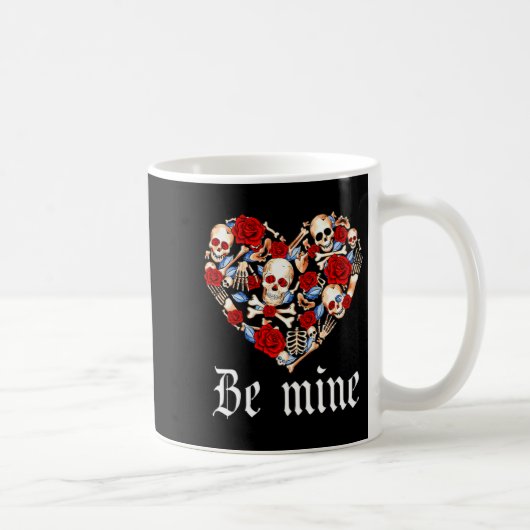 Roses And Skulls Heart Gothic Style Valentine Be M コーヒーマグカップ (右)