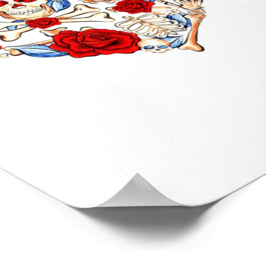 Roses And Skulls Heart Gothic Style Valentine Be M ポスター (角)