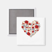 Roses And Skulls Heart Gothic Style Valentine Be M マグネット (正面/裏面)