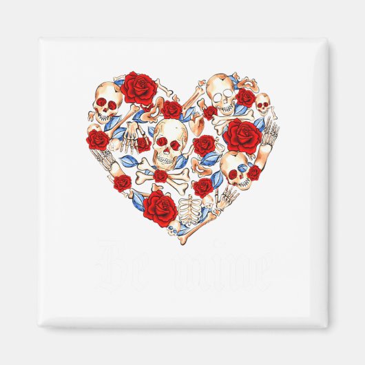 Roses And Skulls Heart Gothic Style Valentine Be M マグネット (正面)