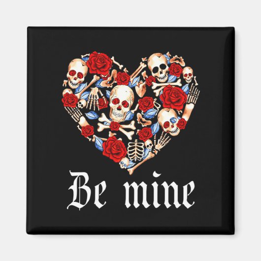 Roses And Skulls Heart Gothic Style Valentine Be M マグネット (正面)