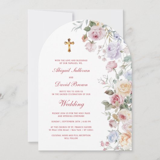 Roses Arch Religious Wedding 招待状 (正面)