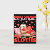 Roses Are Red Blah Sloths Valentine Cute Animal Lo カード (黄色い花)