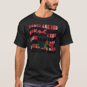 Roses are Red Inside I'm Dead Retro Skeleton Valen Tシャツ (正面)