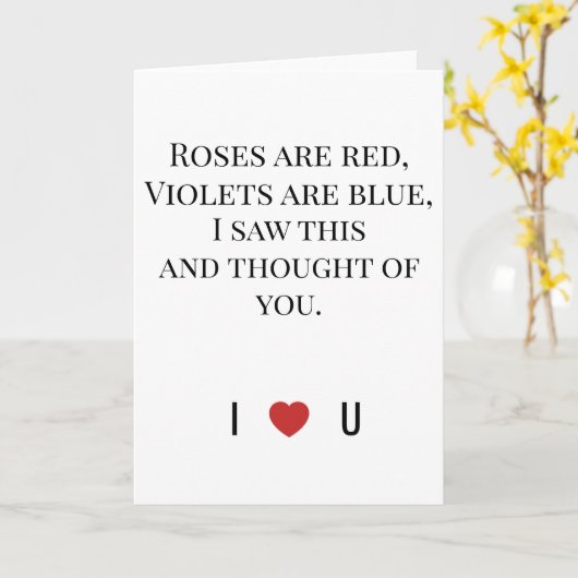 Roses Are Red Valentine's - I ♥ U Funny Romantic   カード (黄色い花)