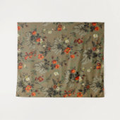 Roses & Daisies Floral Pattern Antique Wallpaper タペストリー (正面(横))