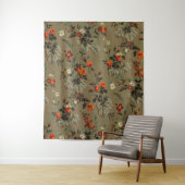 Roses & Daisies Floral Pattern Antique Wallpaper タペストリー (インサイチュ)