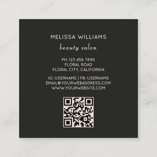 Roses Dark Romantic スクエア名刺 (裏面)