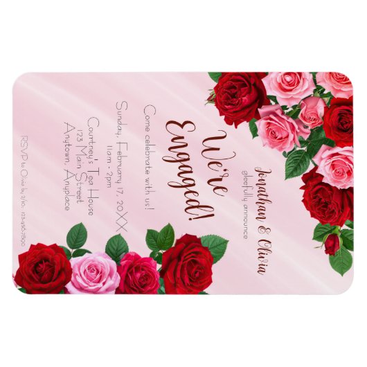 Roses Engagement Party Invitation マグネット (横)
