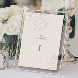 Roses Faux Embossed Ecru Formal Elegant Wedding テーブルナンバー