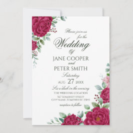 Roses floral Budget Wedding Invitation 招待状