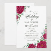 Roses floral Budget Wedding Invitation 招待状 (正面/裏面)