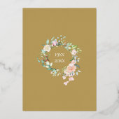 Roses Floral Garland 50th Anniversary Gold 箔招待状 (裏面)