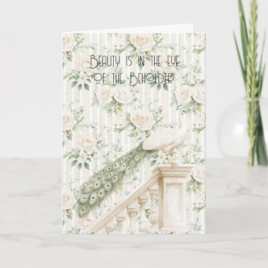 Roses Floral Peacock Beauty Is Love カード (正面)