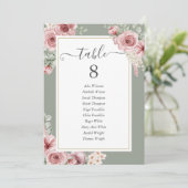 Roses Floral Sage Green Table Number 案内状 (スタンド正面)