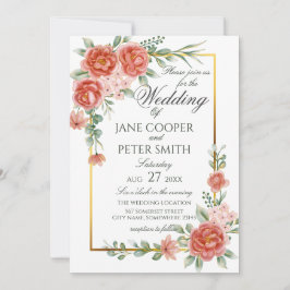 Roses floral Wedding Invitation 招待状
