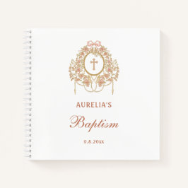 Roses Frame Holy Cross Baptism Guest Book ノートブック