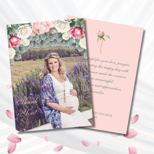 Roses Garden Baby Shower Photo Thank You Card サンキューカード
