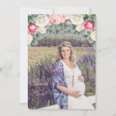 Roses Garden Baby Shower Photo Thank You Card サンキューカード (正面)