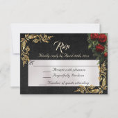 Roses & Gold Leaves - Black RSVP (正面)