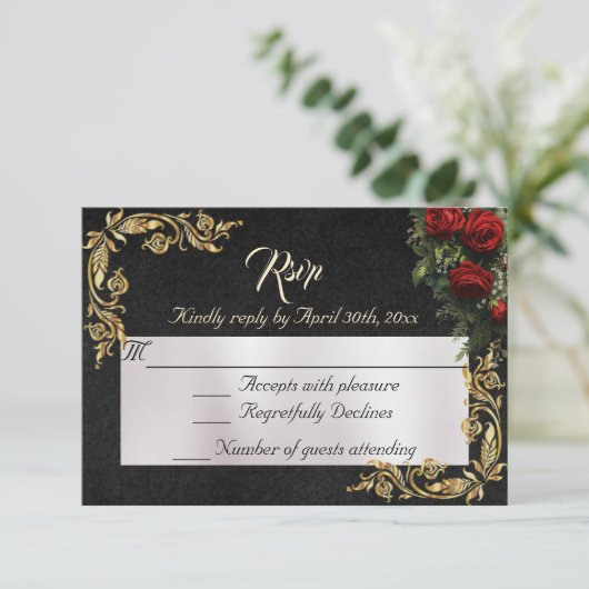 Roses & Gold Leaves - Black RSVP (スタンド正面)