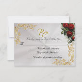 Roses & Gold Leaves - Pearl White RSVP (正面)