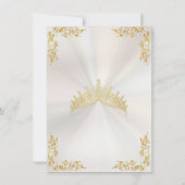 Roses, Gold Leaves & Tiara - Pearl Quinceanera サンキューカード (裏面)