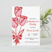Roses hand drawn galentines girls night party 招待状 (スタンド正面)