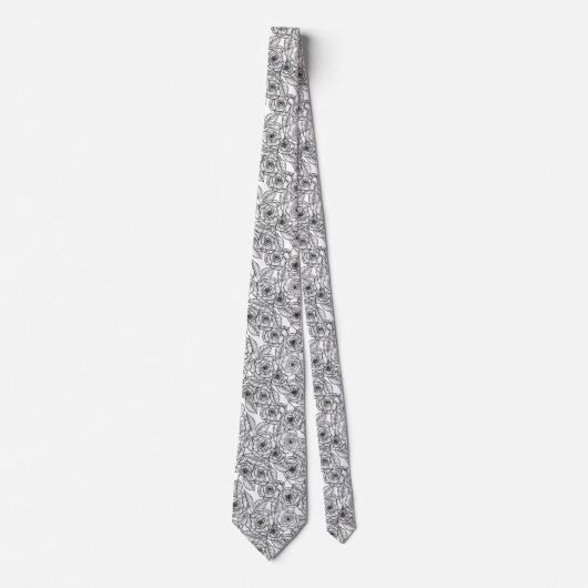 Roses hand drawn pattern neck tie ネクタイ (正面)