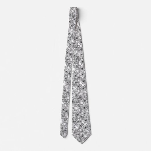 Roses hand drawn pattern neck tie ネクタイ (裏面)