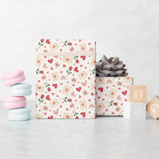Roses Hearts & Love Letters - Wrapping Paper Roll ラッピングペーパー (ベビーシャワー)