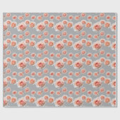 Roses In Shades Of Peach And Coral Scattered ラッピングペーパー (フラット)