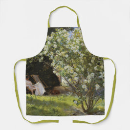 Roses. Marie Krøyer seated in the deckchair エプロン