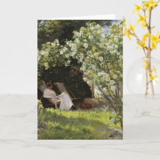 Roses. Marie Krøyer seated in the deckchair カード