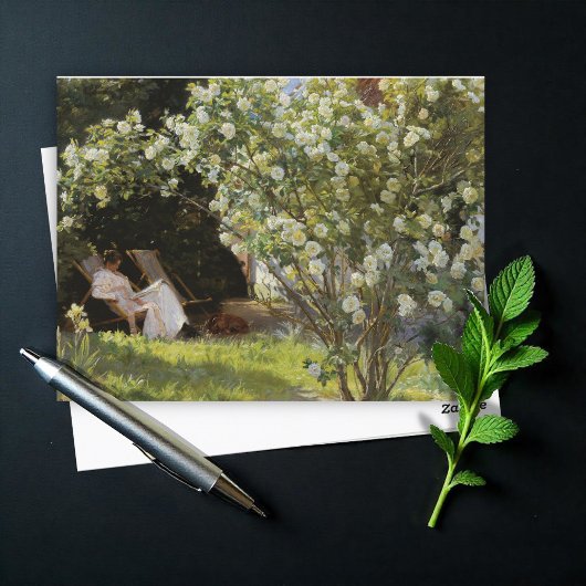 Roses. Marie Krøyer seated in the deckchair ポストカード