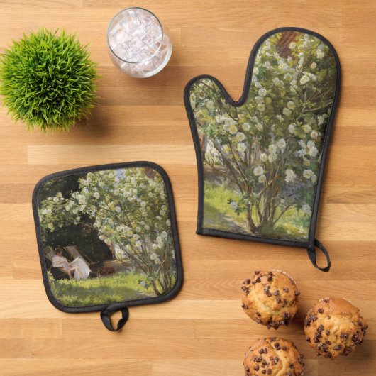 Roses. Marie Krøyer seated in the deckchair 鍋つかみ&鍋敷きセット (トップダウン)