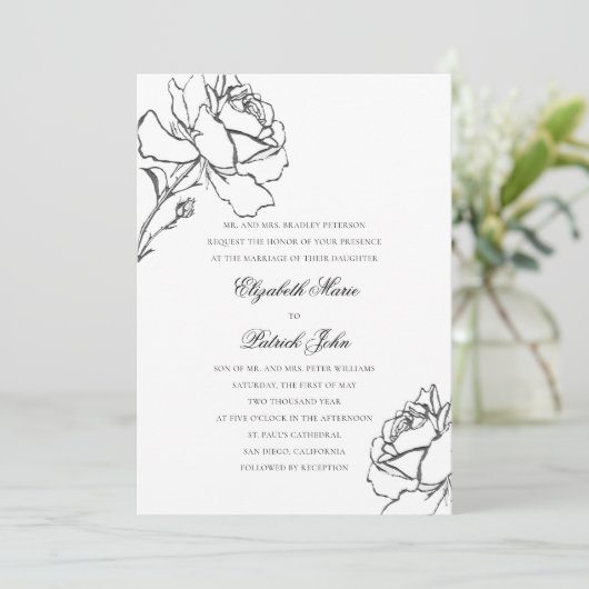 Roses Modern Classic Formal Parents Host Wedding 招待状 (スタンド正面)