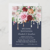 Roses on Blue Customizable Wedding Invitation (正面)