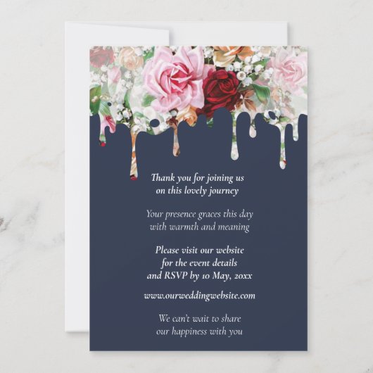 Roses on Blue Customizable Wedding Invitation (裏面)