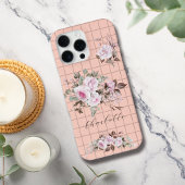 Roses on Grids Personalize Name Iphone Case iPhoneケース