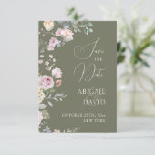 Roses on Olive Green Wedding Save The Date セーブザデート (スタンド正面)