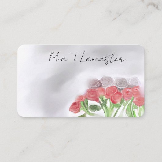 Roses, rose,watercolor purple floral business card 名刺 (正面)